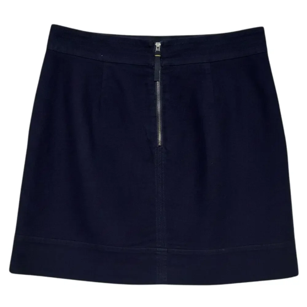 Boden Cotton A-Line Mini Skirt Pockets Blue 12